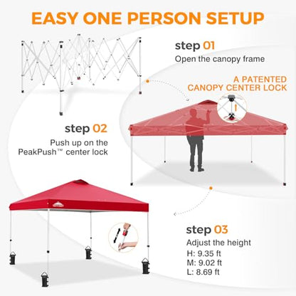 EAGLE PEAK 10x10 Pop Up Canopy Tent Easy Up Canopy Outdoor, Red - color: Red, size: 10x10