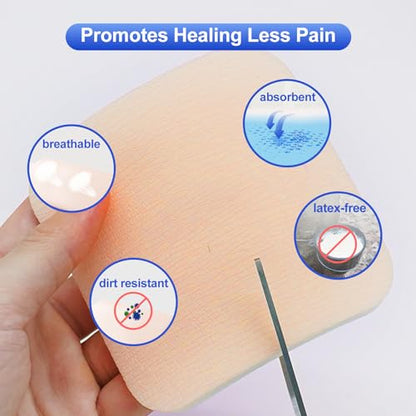 Niceful Silver Silicone Foam Dressing 4"x4" 5 Count for Sensitive Skin | Silver-Infused Foam Dressing, Borderless Customizable, Waterproof, Moderate-Heavy Exudate, Supports Wound Healing - size: Silver 4"x4" (5PCS)