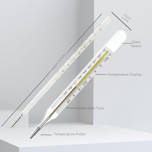 ℉ &℃ Oral Thermometer for Adults and Kids 2PCS - Glass Thermometer for Rectal Temperature - Accurate Easy Reading - AiBi TECH