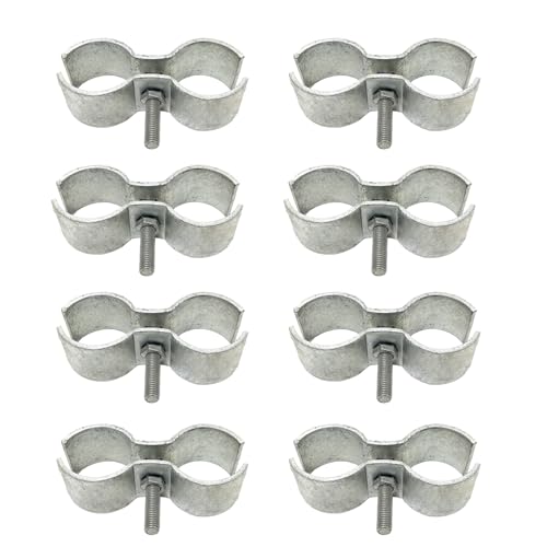 1-5/8" Chain Link Fence Panel Clamps, Galvanized Fence Dog Kennel Saddle Clamps, 8pcs for 42mm Pipe Panel Frames (1 5/8'') - size: 1 5/8''