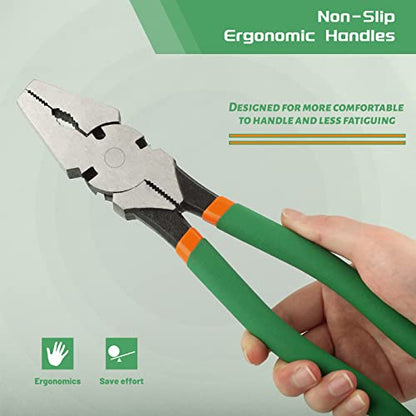 SPEEDWOX 11.5" Fencing Pliers Chain link fence Heavy Duty Square Nose Fence Pliers High-Leverage Fence Multi-purpose Fence Pliers Fence Pliers Tool Fence Cutter Staple and nail Puller Cutting Pliers - style: 11.5" Fence Pliers