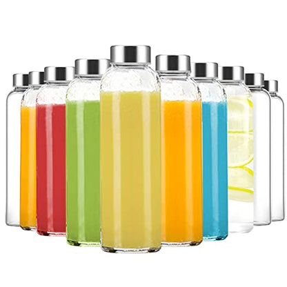 Luxfuel Clear Glass Bottles with Lids, 24oz Glass Water Bottles for Juicing - color: Clear Glass Bottle 10Pack, size: 24 Ounces