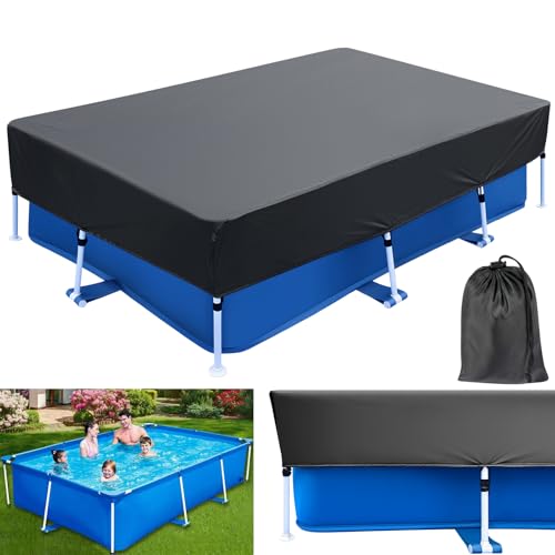 87x59 Rectangular Pool Cover Drawstring 7 ft with 7 x 4 Above Ground Pool 86 x 59 Solar Frame Rectangle Pool Cover Protector 87x60 Winter Pool Cover for Cold and UV Resistant, Dustproof - size: 87 x 59 in