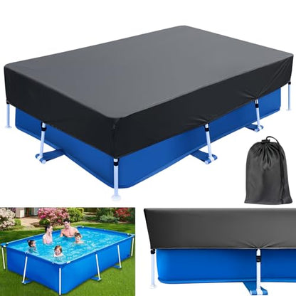 10 ft Pool Cover 10 x 6ft Rectangle Pool Covers Drawstring for Frame Pools 118 x 79 Rectangular Swimming Pool Cover 9x6 Above Ground Pool Cover Protector Dustproof - size: 118 x 79 in