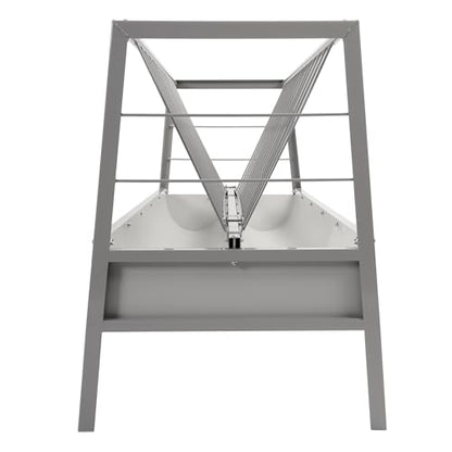 Pasture Hay Feeder 2 in 1 55 Gallon 59 in Livestock Feed Trough - color: Silvery