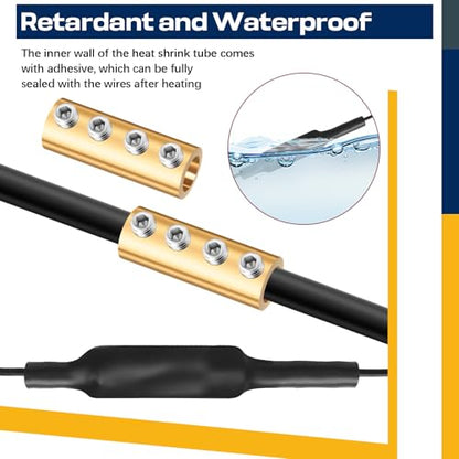 Relaxweex 15 Sets Underground Wire Splice Kit Suit for Wire Under 12 Awg Amp Splicing Quick Wiring Connection Nut Kit Terminal with Shrink Tubes and Screws Circuit Connector(80V) - style: 80v