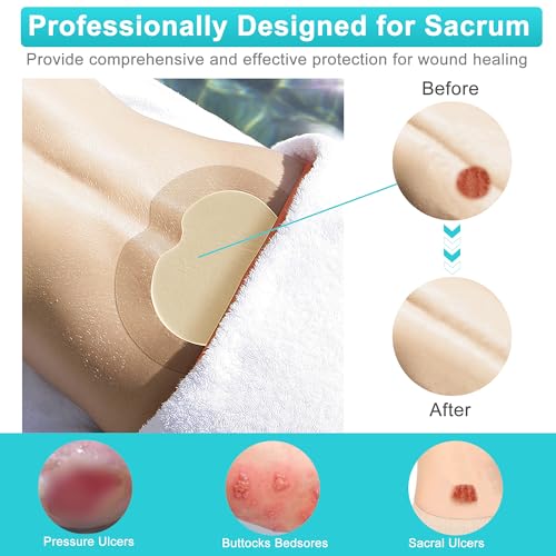 Sacrum Silicone Foam Dressing with Gentle Border, Sacrum Wound Bandages, Breathable Waterproof Sacral Dressing for Pressure Ulcers, Sacral Ulcers and Buttocks Bedsores (7" x 7", Pack of 5) - size: 7" x 7", 5 Pack