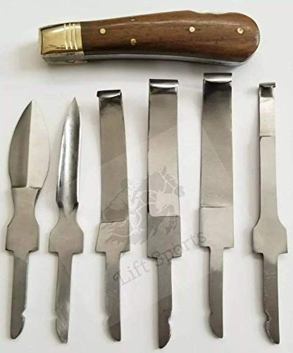 Horse Farrier Tool Changeable 6 Piece Hoof Knife Set Wood Handle Cattle Pick Tack Equine Veteniary