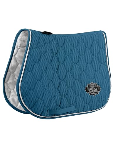 Harrison Howard 3D Air Mesh Saddle Pad for Horses – Breathable Shock-Absorbing All-Purpose English Saddle Pad - color: Teal