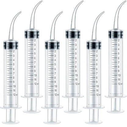 6 Pack Dental Irrigation Syringe, Wisdom Teeth Syringes with Curved Tip for Tooth (Scale-6) - size: Scale-6