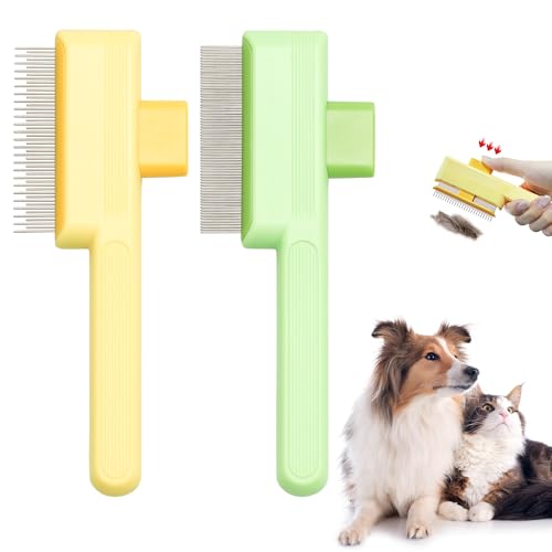 Flea Comb for Cats & Dogs Brush for Shedding Self Cleaning Pet Comb Lice Comb with Long & Short Stainless Steel Teeth Pet Hair Removal Tool 2026