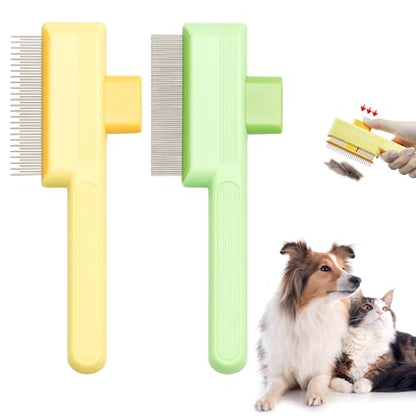 Flea Comb for Cats & Dogs Brush for Shedding Self Cleaning Pet Comb Lice Comb with Long & Short Stainless Steel Teeth Pet Hair Removal Tool 2026