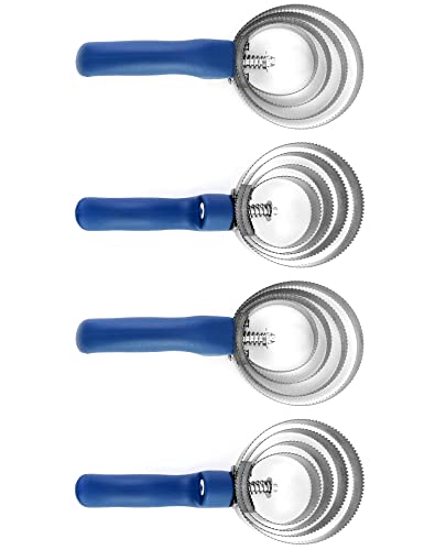 QWORK Reversible Stainless Steel Curry Comb with Soft Touch Grip, 4 Pack 4 Rings Double Sided Curry Combs