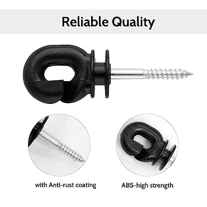 80 Pcs Electric Fence Insulators Screw-in Insulators Fence Ring Post Wood Post Insulator and 1 Pc Free Insulator Socket Tool