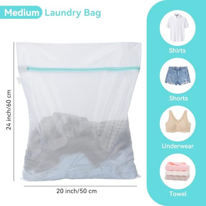 OTraki Medium Mesh Laundry Bags 20x24 inch Zipper Lingerie Bags for Washing Delicates Laundry Mesh Bag Machine Washable for Travel Dorm Hotel Camp, Don't Drying, Melting 140-176℉ White - size: 20 x 24 inch