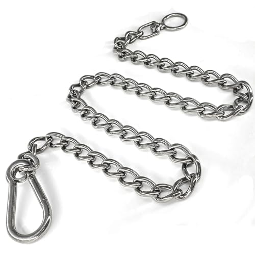 Dog Chain Leash, 304 Stainless Steel Short Lead Metal Heavy Duty Chain DIY Double Dog Leashes Self-Assembly Leashes Extension&Coupler. (304 S/S 28in x 3.5mm) - size: 304 S/S 28in x 3.5mm