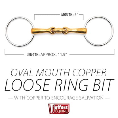 Jeffers Equine Horse Bits, Durable Training Horse Tack, Western Riding Equipment, Equestrian Accessories - style: Oval Mouth Copper Bits
