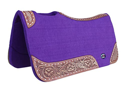 CHALLENGER 32x30 Horse Saddle PAD Western Contoured Wool Felt Moisture Wicking Brown 39209 - color: Purple, size: 32" Spine x 15" Drop