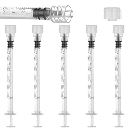 20 Pack 1ml/cc Luer Lock Syringe with Caps, Plastic Syringe without Needle for Liquid, Sterile Individually Wrapped - style: 1mL