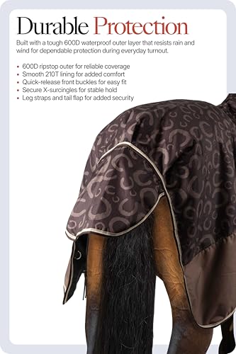 Horze Glasgow Waterproof Turnout Blanket - Lightweight Combo, Neck Cover - color: Chocolate Plum, size: 84 in