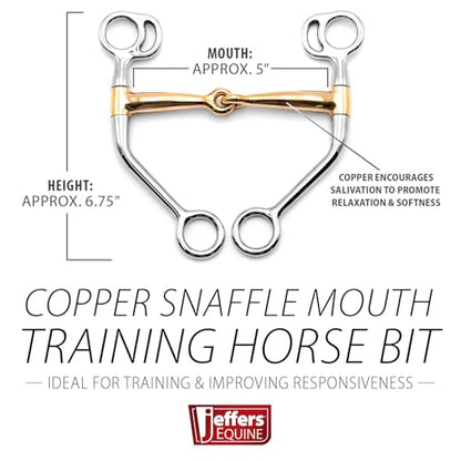 Jeffers Equine Horse Bits, Durable Training Horse Tack, Western Riding Equipment, Equestrian Accessories - style: Copper Snaffle Mouth Training Bits