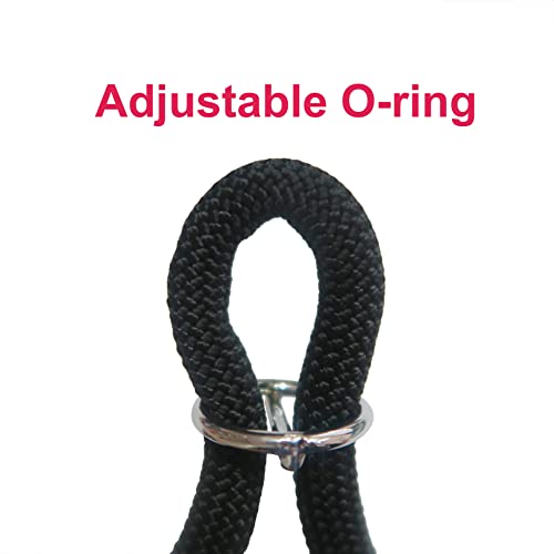 Braided Round Martingale Dog Collar, Training Collar with Slidable Stop Ring - Ideal for Small Medium Dogs (M- (1/3") - 18" Long, Black) - color: Black, size: M- (1/3") - 18" Long
