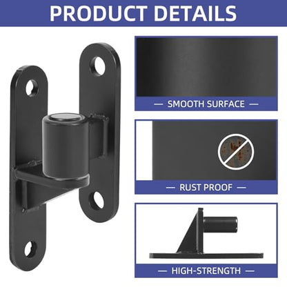 Gate Hinge 2 Set Wall Mount Gate Hinges 5/8'' Pin for Farm Gates Heavy Duty Carbon Steel Fence Gate Hinges with Screws, Black - color: Black-2 Set