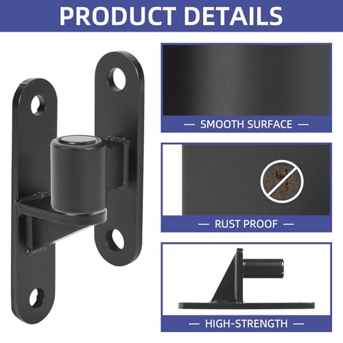 Gate Hinge 4 Set Wall Mount Gate Hinges 5/8'' Pin for Farm Gates Heavy Duty Carbon Steel Fence Gate Hinges with Screws, Black - color: Black-4 Set