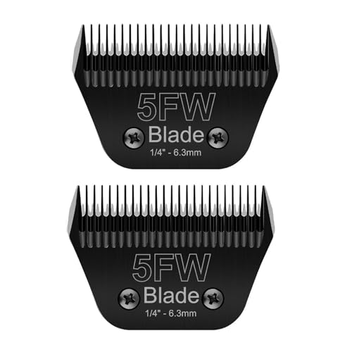 2PCS 5FW Wide Blades for Dog Grooming Compatible with Andis Clippers - size: Black/5FW