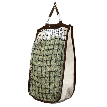 Slow Feed Hay Bag, 2 Flake, Durable Nylon Straps, Desert Sand | Slow feed design extends meals for better digestion and calmer feeding, extra durable nylon straps - color: 500-Desert Sand