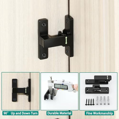 Mooche Sliding Barn Door Lock, 90/180 Degree Flip Door Lock Latch, Black - color: Black