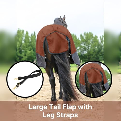Resistance 1200 Denier Lightweight No Fill Water Resistant Breathable Horse Rain Sheet - color: Dark Brown, size: 72