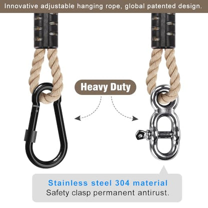 SELEWARE 10ft Tree Swing Rope, Adjustable Hammock Straps Hanging Kit - color: Beige-1 Pack, size: 10ft