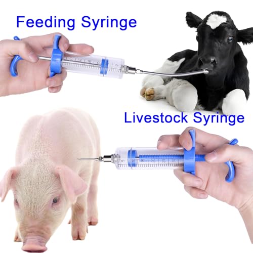 2Pcs 50ml Goat Drench Syringe, Adjustable Reusable Drench Gun - size: 50ML