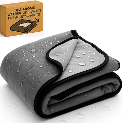 Callarome Waterproof Blanket for Bed & Couch Protection, Grey, 50"x60" - color: Warm Gray / Cool Gray, size: 50x60 inch