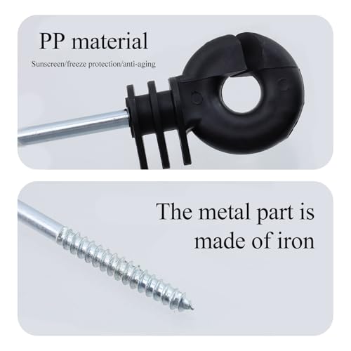 10Pcs Long Electric Fence Wood Post Insulator Screw-in Insulator | Long Arm Wood Post Insulator Fence Post Insulator Wire Insulators for Tape Rope Electric Fence Wire Wood Post Garden