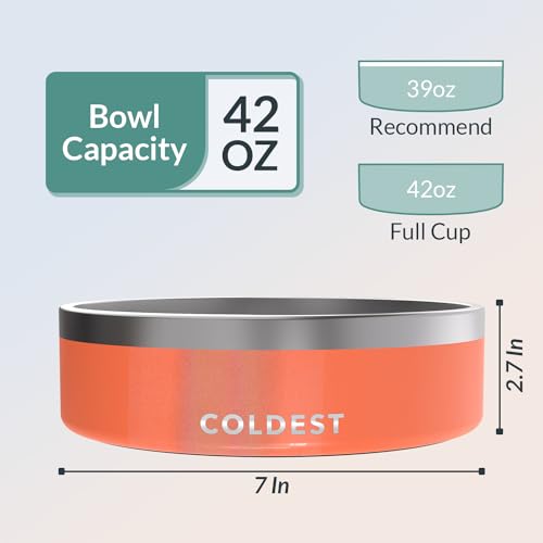 Coldest Dog Bowl - Anti Rust Metal, Non Slip, 3 Layers Insulated Stainless Steel Dog Bowls - Spill Proof & Heavy Duty - Water Bowl for Dogs, Cats & Pets, Dish Washer Safe (42 oz,Candy Red Glitter) - color: Candy Red Glitter, size: 42 oz