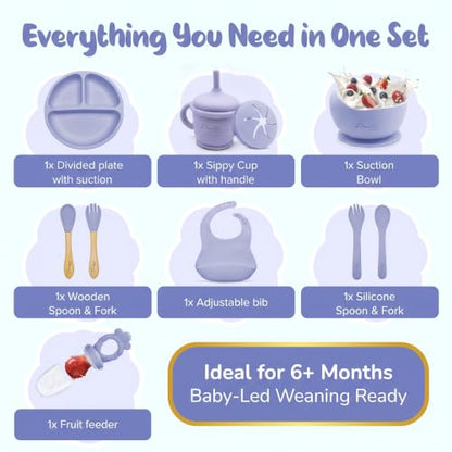 Silicone Baby Feeding Set, Suction Plates Bowls Bibs for Self Feeding –Gray | Baby Plates, Silicone Feeding Set, BPA-Free Toddler Bowls, Baby Spoons Forks, Empower Independence, Easy Clean - color: Gray