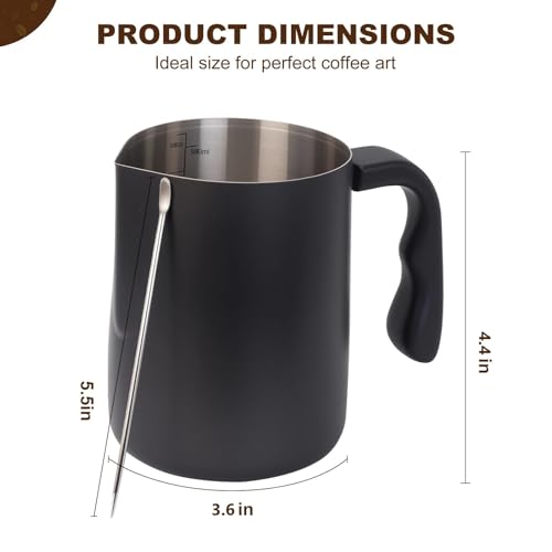 Milk Frothing Pitcher, Steaming Pitchers Stainless Steel Milk/Coffee/Cappuccino/Latte Art Barista Steam Pitchers Milk Jug Cup with Art Pen, 20oz - size: 20 Ounces