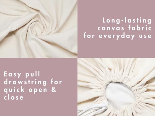 PurpleEssences Cotton Laundry Drawstring Bag, 28x32 In, Set of 1 - Natural - size: 28 x 32 Inch