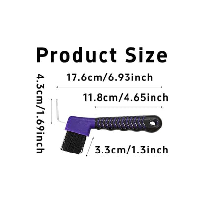 Purple Horse Hoof Pick Brush, Soft Grip Handle with Stiff Bristles for Effective Hoof Cleaning Portable Grooming Tool - color: Purple