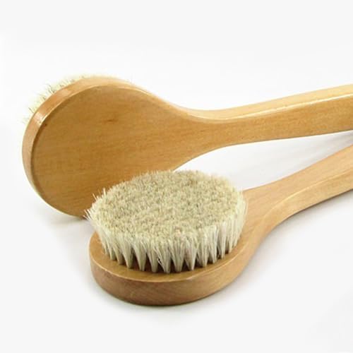 11.8 Inch Long Wooden Handle Dry Body Brush Back Scrubber, Bath Shower Brush Scrubber with Soft Horsehair Mane Natural Bristles, Good for Cellulite, Detox, Exfoliating, Blood Circulation,etc. - size: 11.8 Inch Long Handle Wooden Horsehair