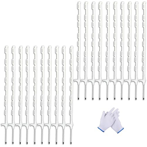 20 Pack 48inch Step-in Electric Fence Posts with Clips for Farm(White) | 4 Ft Temporary Plastic Fence Stakes for Garden and Livestock Protection, No Dig Easy to Install and Move. - color: White