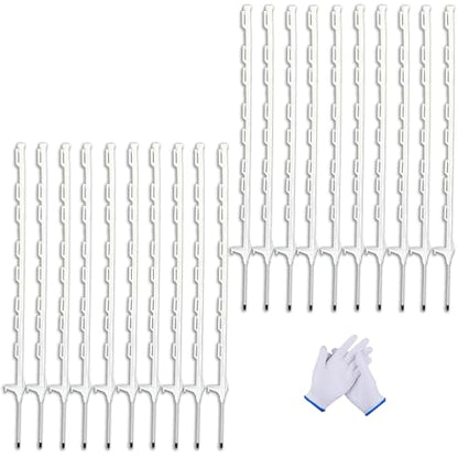 20 Pack 48inch Step-in Electric Fence Posts with Clips for Farm(White) - color: White