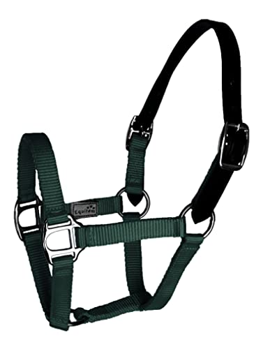 Break Away Adjustable Leather Foal Nylon Halter - color: Hunter Green