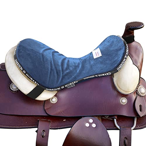 Harrison Howard Trail Seat Saver Western Tack Saddle Ride-on Pad with Cushion Bottom Helps Distribute Back Pressure - color: Blue