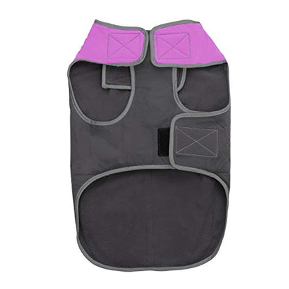 Jacket for All Dogs, Fleece-Lined, Waterproof Doggie Vest, Reflective Pet Parka (6800) (XX-Small, Pink and Grey) - color: Pink/Grey, size: XX-Small