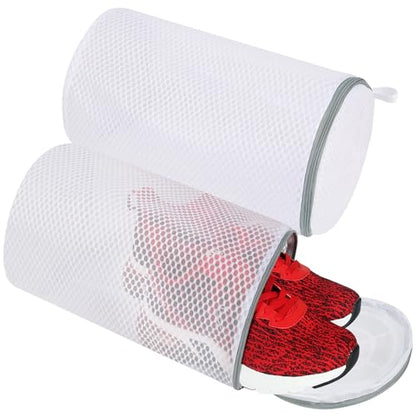 Vivifying Shoe Washing Machine Bag, 2 Pack Honeycomb Mesh Laundry Bag with Zipper for Sneakers, Running Shoes, Sock, Bras, Delicates and Toys - size: 2 Shoe Bags (7.8" x 14")