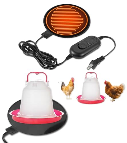 6" Heated Chicken Waterer Base 1 to 5 Gallon for Chickens Ducks Geese | Energy Saving Poultry Water Heater, Buckets Prevents Freezing for Turkeys Pigeons Rabbits Cats Dogs and Other Outdoor Animals