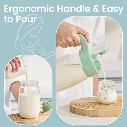 32oz Breast Milk Storage, Breastmilk Pitcher with Lid (199mm) | Heat and Cold Resistant, Leak-Proof Container, for Preparing Baby Bottles, Large Mouth for Easy Cleaning & Storage - style: 199mm